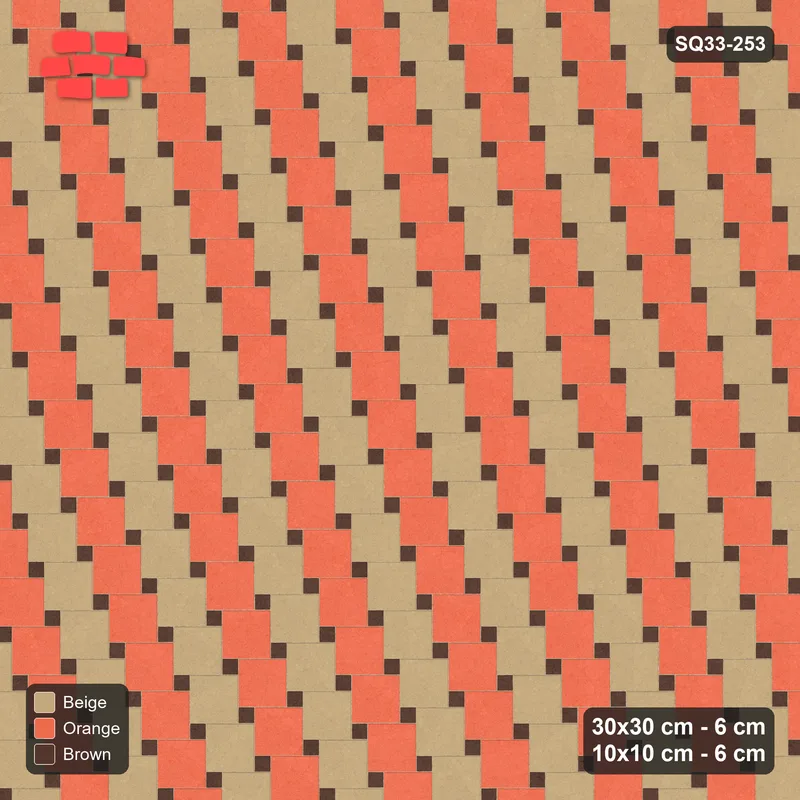 Interlock (Pasco) 30x30 cm · SQ33-253 · Offset Lattice with 10x10 Inserts, Diagonal Stripes · Top view Interlock (Pasco) 30x30 cm · SQ33-253 · Offset Lattice with 10x10 Inserts, Diagonal Stripes · Top view