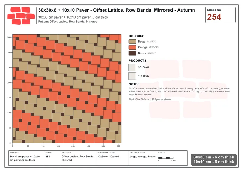 Interlock (Pasco) 30x30 cm · SQ33-254 · Offset Lattice, Row Bands, Mirrored · Laying plan Interlock (Pasco) 30x30 cm · SQ33-254 · Offset Lattice, Row Bands, Mirrored · Laying plan