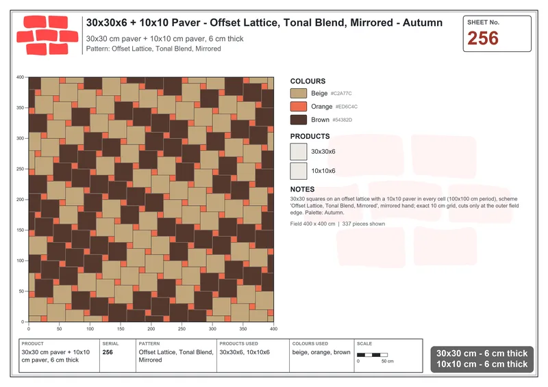 Interlock (Pasco) 30x30 cm · SQ33-256 · Offset Lattice, Tonal Blend, Mirrored · Laying plan Interlock (Pasco) 30x30 cm · SQ33-256 · Offset Lattice, Tonal Blend, Mirrored · Laying plan