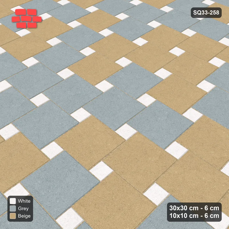 Interlock (Pasco) 30x30 cm · SQ33-258 · Offset Lattice with 10x10 Inserts, Tonal Blend · Side view Interlock (Pasco) 30x30 cm · SQ33-258 · Offset Lattice with 10x10 Inserts, Tonal Blend · Side view