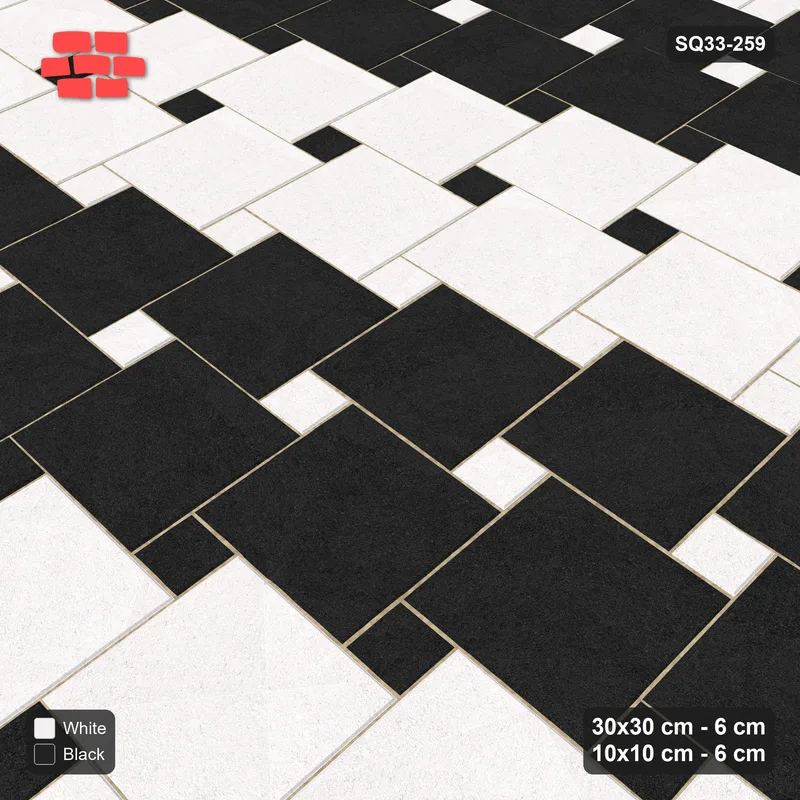 Interlock (Pasco) 30x30 cm · SQ33-259 · Offset Lattice with 10x10 Inserts, Row Bands · Side view Interlock (Pasco) 30x30 cm · SQ33-259 · Offset Lattice with 10x10 Inserts, Row Bands · Side view