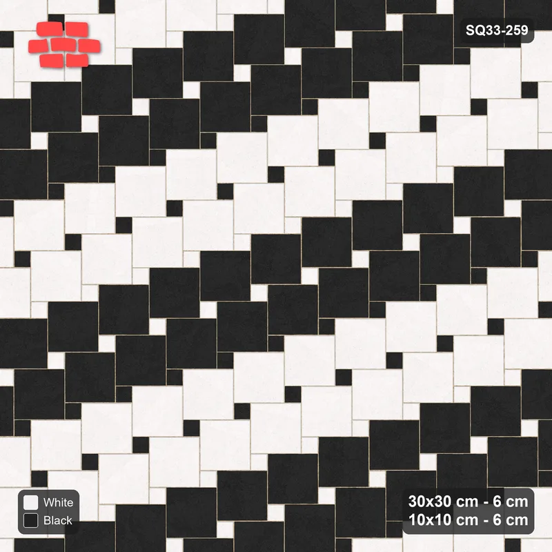 Interlock (Pasco) 30x30 cm · SQ33-259 · Offset Lattice with 10x10 Inserts, Row Bands · Top view Interlock (Pasco) 30x30 cm · SQ33-259 · Offset Lattice with 10x10 Inserts, Row Bands · Top view
