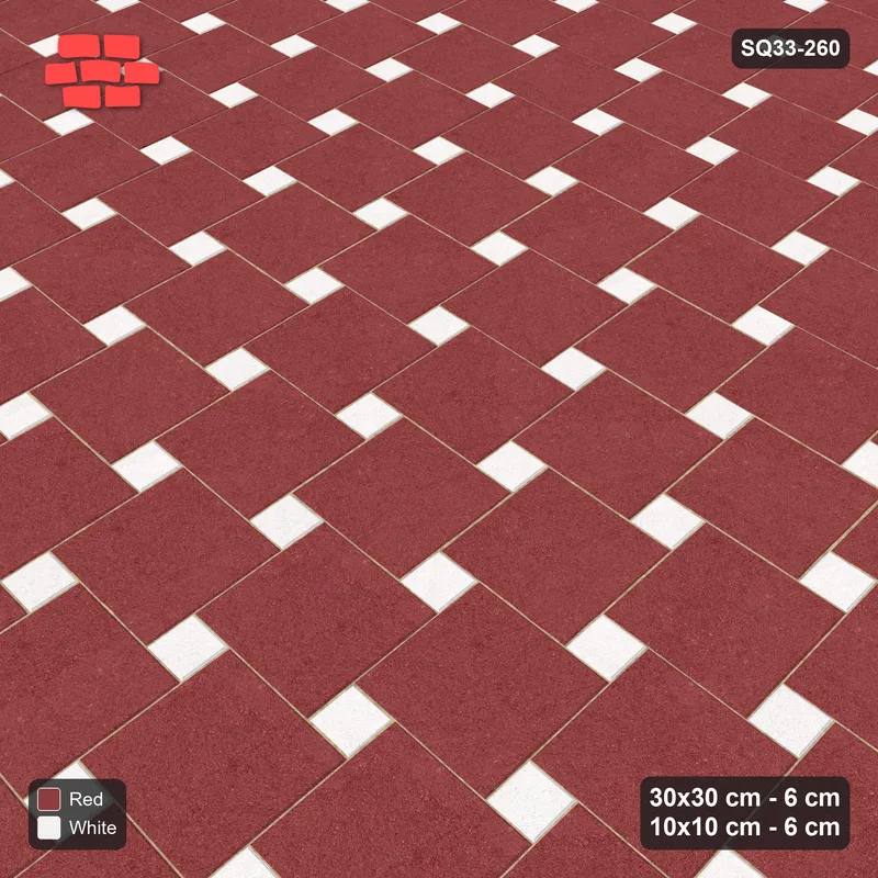 Interlock (Pasco) 30x30 cm · SQ33-260 · Offset Lattice with 10x10 Inserts, Solid Squares, Kerb Frame · Side view Interlock (Pasco) 30x30 cm · SQ33-260 · Offset Lattice with 10x10 Inserts, Solid Squares, Kerb Frame · Side view