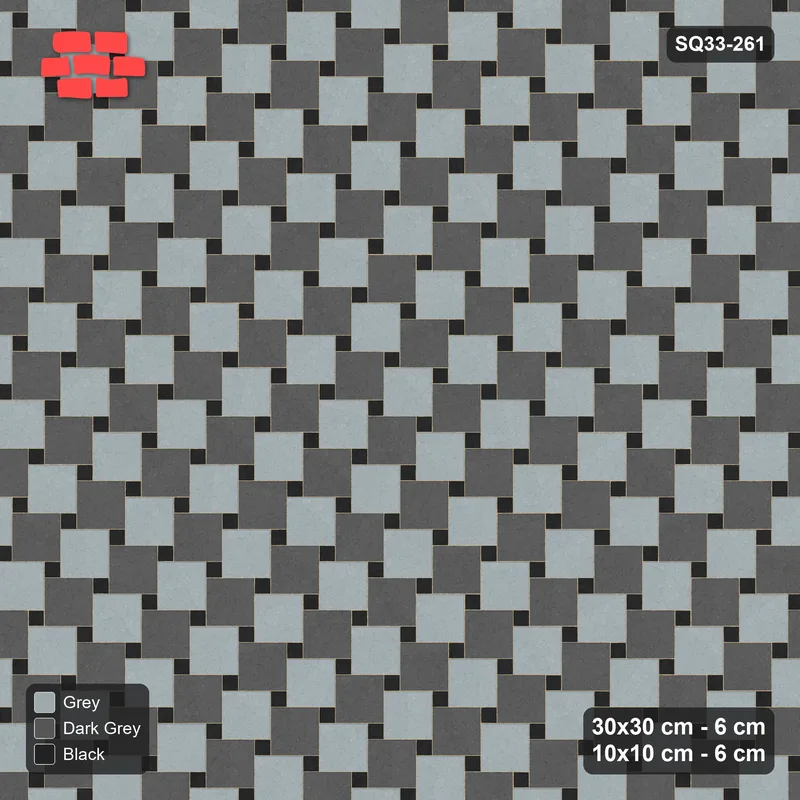 Interlock (Pasco) 30x30 cm · SQ33-261 · Offset Lattice, Alternating Squares, Mirrored · Top view Interlock (Pasco) 30x30 cm · SQ33-261 · Offset Lattice, Alternating Squares, Mirrored · Top view