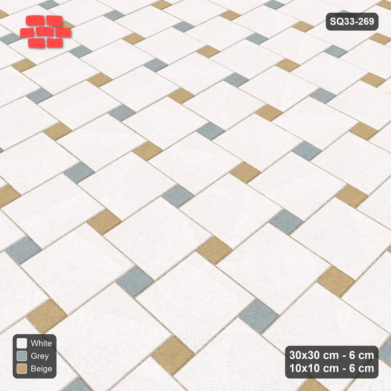 Interlock (Pasco) 30x30 cm · SQ33-269 · Offset Lattice, Two-Tone Inserts, Mirrored · Side view Interlock (Pasco) 30x30 cm · SQ33-269 · Offset Lattice, Two-Tone Inserts, Mirrored · Side view