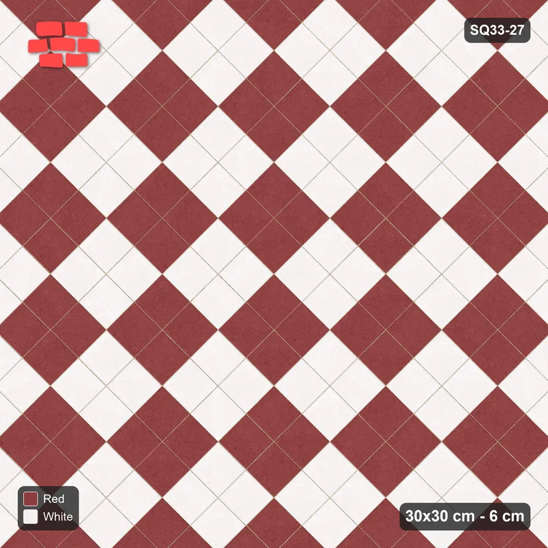 Interlock (Pasco) 30x30 cm · SQ33-27 · Diagonal stack, 2x2 checkerboard · Top view Interlock (Pasco) 30x30 cm · SQ33-27 · Diagonal stack, 2x2 checkerboard · Top view