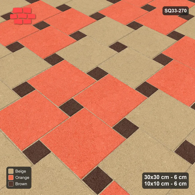 Interlock (Pasco) 30x30 cm · SQ33-270 · Offset Lattice with 10x10 Inserts, 2x2 Blocks, Kerb Frame · Side view Interlock (Pasco) 30x30 cm · SQ33-270 · Offset Lattice with 10x10 Inserts, 2x2 Blocks, Kerb Frame · Side view