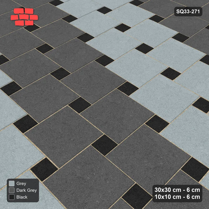Interlock (Pasco) 30x30 cm · SQ33-271 · Offset Lattice, Row Bands, Mirrored · Side view Interlock (Pasco) 30x30 cm · SQ33-271 · Offset Lattice, Row Bands, Mirrored · Side view