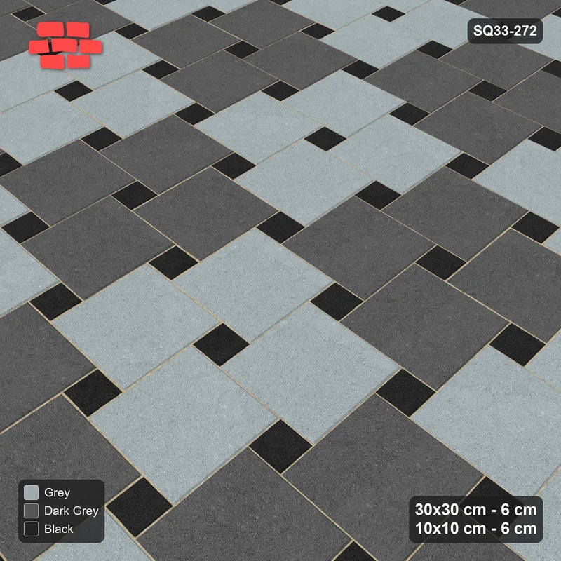 Interlock (Pasco) 30x30 cm · SQ33-272 · Offset Lattice, 2x2 Blocks, Mirrored · Side view Interlock (Pasco) 30x30 cm · SQ33-272 · Offset Lattice, 2x2 Blocks, Mirrored · Side view