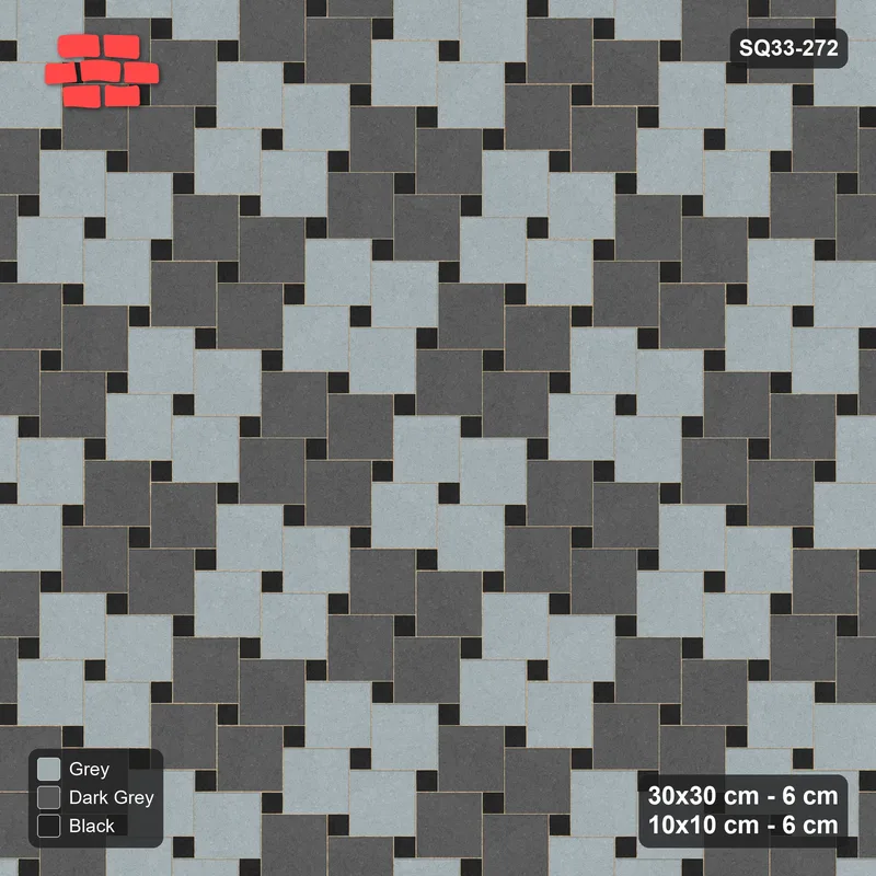 Interlock (Pasco) 30x30 cm · SQ33-272 · Offset Lattice, 2x2 Blocks, Mirrored · Top view Interlock (Pasco) 30x30 cm · SQ33-272 · Offset Lattice, 2x2 Blocks, Mirrored · Top view