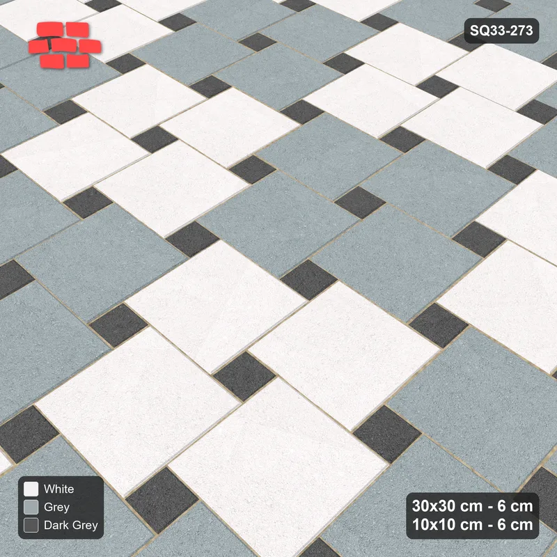 Interlock (Pasco) 30x30 cm · SQ33-273 · Offset Lattice with 10x10 Inserts, 2x2 Blocks · Side view Interlock (Pasco) 30x30 cm · SQ33-273 · Offset Lattice with 10x10 Inserts, 2x2 Blocks · Side view