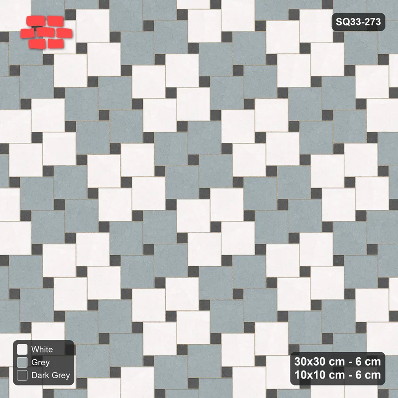 Interlock (Pasco) 30x30 cm · SQ33-273 · Offset Lattice with 10x10 Inserts, 2x2 Blocks · Top view Interlock (Pasco) 30x30 cm · SQ33-273 · Offset Lattice with 10x10 Inserts, 2x2 Blocks · Top view