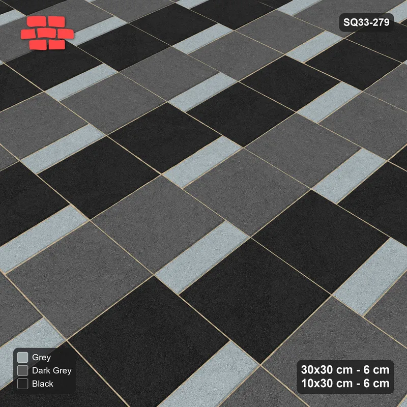 Interlock (Pasco) 30x30 cm · SQ33-279 · Slab Pair + 10x30 Plank Step, Checker, Left · Side view Interlock (Pasco) 30x30 cm · SQ33-279 · Slab Pair + 10x30 Plank Step, Checker, Left · Side view