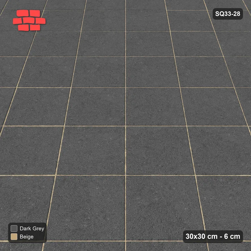 Interlock (Pasco) 30x30 cm · SQ33-28 · Diagonal stack in a kerb frame · Side view Interlock (Pasco) 30x30 cm · SQ33-28 · Diagonal stack in a kerb frame · Side view