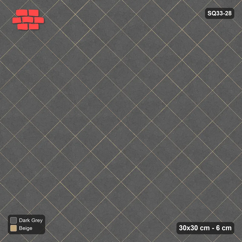 Interlock (Pasco) 30x30 cm · SQ33-28 · Diagonal stack in a kerb frame · Top view Interlock (Pasco) 30x30 cm · SQ33-28 · Diagonal stack in a kerb frame · Top view