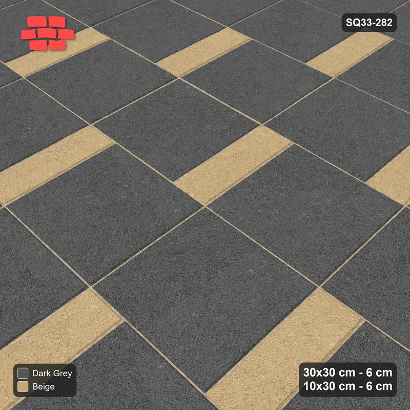 Interlock (Pasco) 30x30 cm · SQ33-282 · Slab Pair + 10x30 Plank Step, Solid, Right · Side view Interlock (Pasco) 30x30 cm · SQ33-282 · Slab Pair + 10x30 Plank Step, Solid, Right · Side view