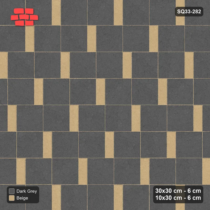 Interlock (Pasco) 30x30 cm · SQ33-282 · Slab Pair + 10x30 Plank Step, Solid, Right · Top view Interlock (Pasco) 30x30 cm · SQ33-282 · Slab Pair + 10x30 Plank Step, Solid, Right · Top view