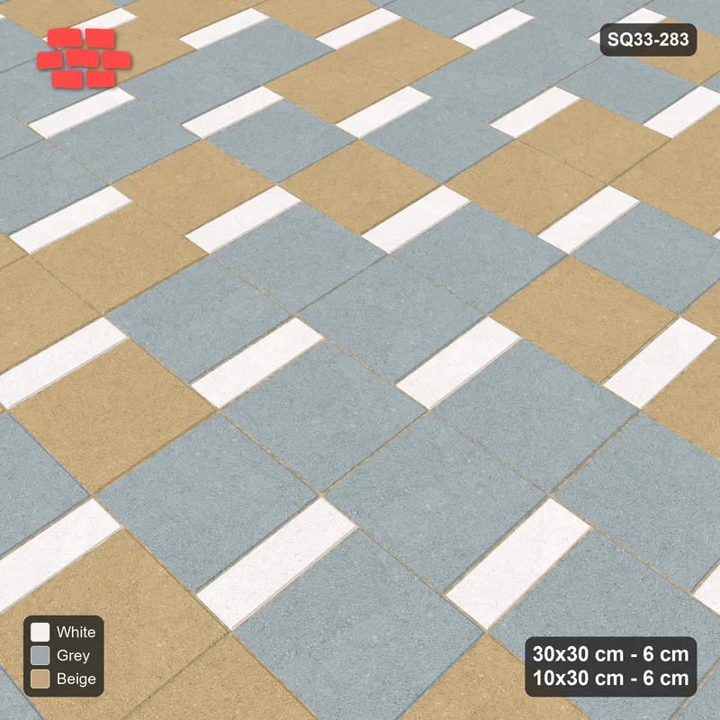 Interlock (Pasco) 30x30 cm · SQ33-283 · Slab Pair + 10x30 Plank Step, Blend, Right · Side view Interlock (Pasco) 30x30 cm · SQ33-283 · Slab Pair + 10x30 Plank Step, Blend, Right · Side view