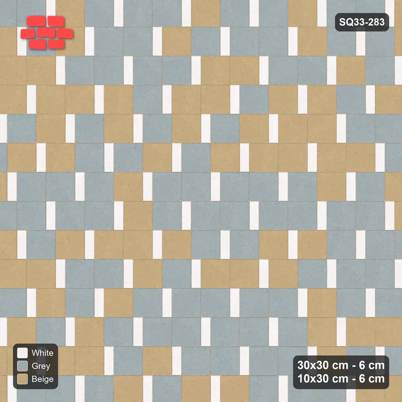 Interlock (Pasco) 30x30 cm · SQ33-283 · Slab Pair + 10x30 Plank Step, Blend, Right · Top view Interlock (Pasco) 30x30 cm · SQ33-283 · Slab Pair + 10x30 Plank Step, Blend, Right · Top view