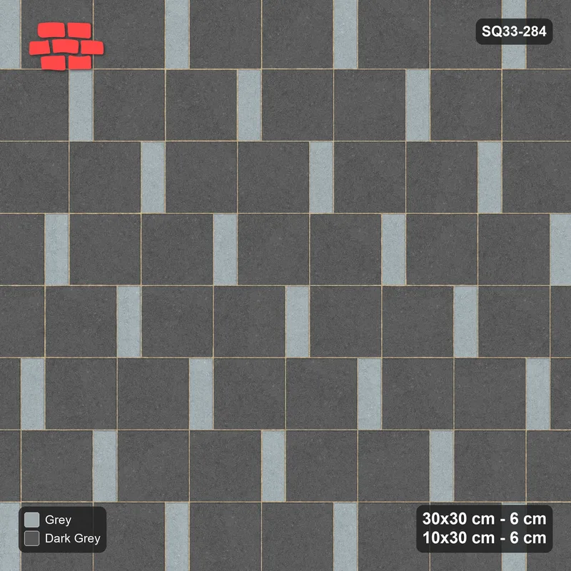 Interlock (Pasco) 30x30 cm · SQ33-284 · Slab Pair + 10x30 Plank Step, Solid, Left · Top view Interlock (Pasco) 30x30 cm · SQ33-284 · Slab Pair + 10x30 Plank Step, Solid, Left · Top view