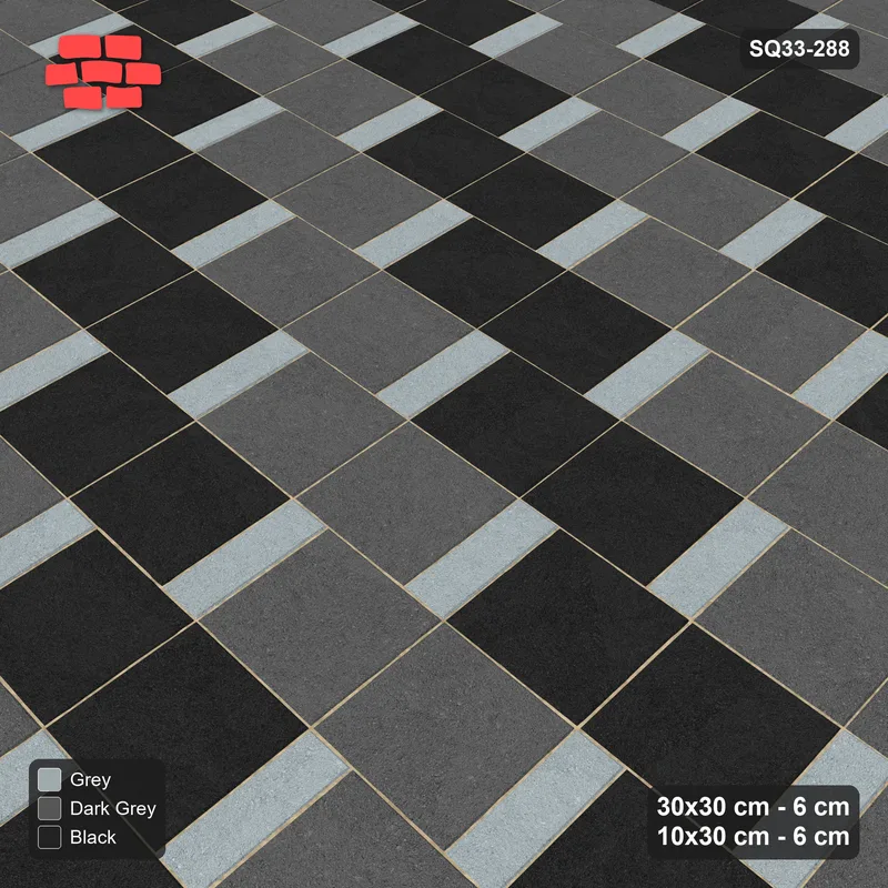 Interlock (Pasco) 30x30 cm · SQ33-288 · Slab Pair + 10x30 Plank Step, Pairs, Right · Side view Interlock (Pasco) 30x30 cm · SQ33-288 · Slab Pair + 10x30 Plank Step, Pairs, Right · Side view