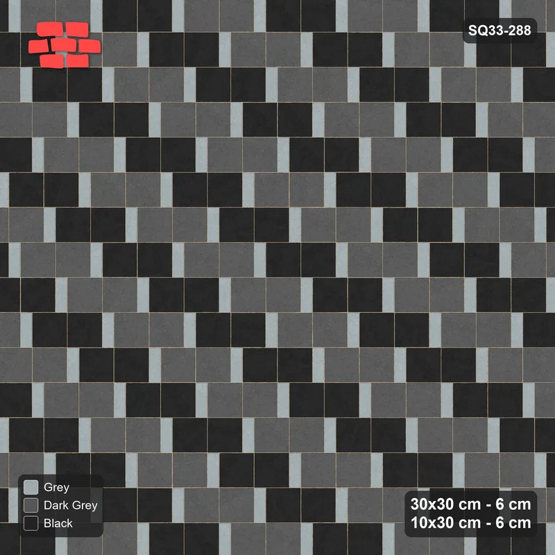 Interlock (Pasco) 30x30 cm · SQ33-288 · Slab Pair + 10x30 Plank Step, Pairs, Right · Top view Interlock (Pasco) 30x30 cm · SQ33-288 · Slab Pair + 10x30 Plank Step, Pairs, Right · Top view