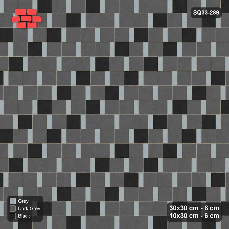 Interlock (Pasco) 30x30 cm · SQ33-289 · Slab Pair + 10x30 Plank Step, Mixed, Left · Top view Interlock (Pasco) 30x30 cm · SQ33-289 · Slab Pair + 10x30 Plank Step, Mixed, Left · Top view