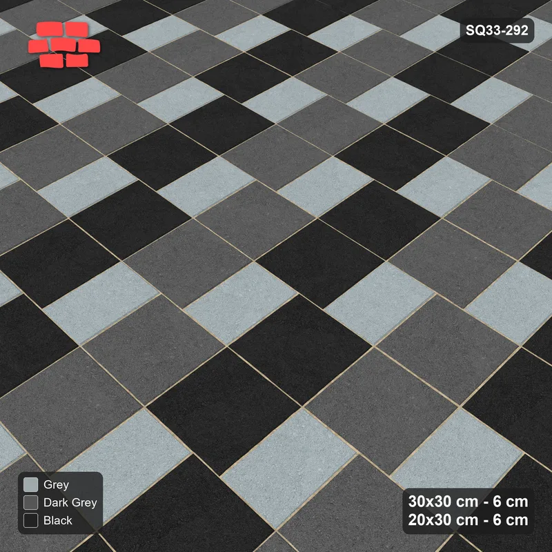 Interlock (Pasco) 30x30 cm · SQ33-292 · Slab Pair + 20x30 Plank Step, Checker, Right · Side view Interlock (Pasco) 30x30 cm · SQ33-292 · Slab Pair + 20x30 Plank Step, Checker, Right · Side view