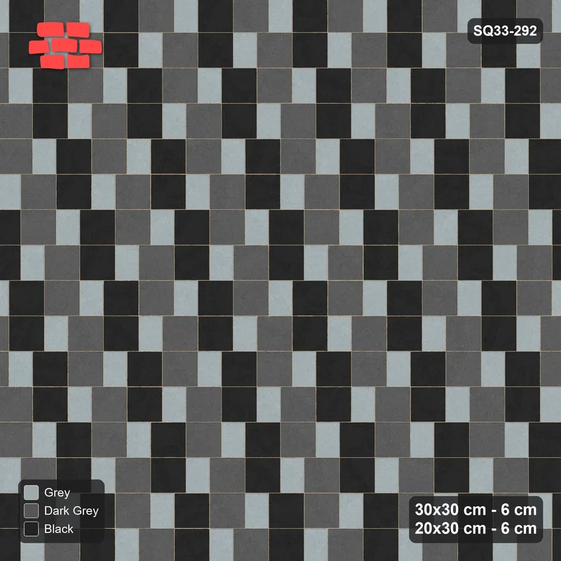 Interlock (Pasco) 30x30 cm · SQ33-292 · Slab Pair + 20x30 Plank Step, Checker, Right · Top view Interlock (Pasco) 30x30 cm · SQ33-292 · Slab Pair + 20x30 Plank Step, Checker, Right · Top view