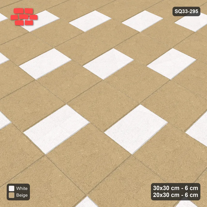 Interlock (Pasco) 30x30 cm · SQ33-295 · Slab Pair + 20x30 Plank Step, Solid, Right, Kerb Frame · Side view Interlock (Pasco) 30x30 cm · SQ33-295 · Slab Pair + 20x30 Plank Step, Solid, Right, Kerb Frame · Side view