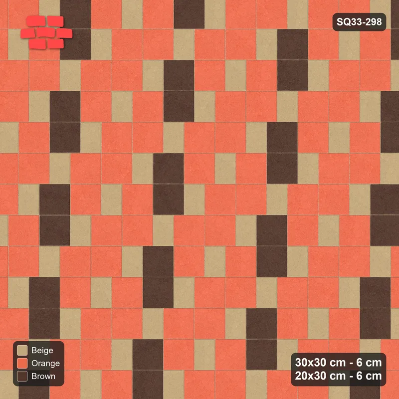 Interlock (Pasco) 30x30 cm · SQ33-298 · Slab Pair + 20x30 Plank Step, Mixed, Right · Top view Interlock (Pasco) 30x30 cm · SQ33-298 · Slab Pair + 20x30 Plank Step, Mixed, Right · Top view