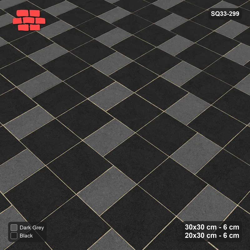 Interlock (Pasco) 30x30 cm · SQ33-299 · Slab Pair + 20x30 Plank Step, Solid, Left · Side view Interlock (Pasco) 30x30 cm · SQ33-299 · Slab Pair + 20x30 Plank Step, Solid, Left · Side view