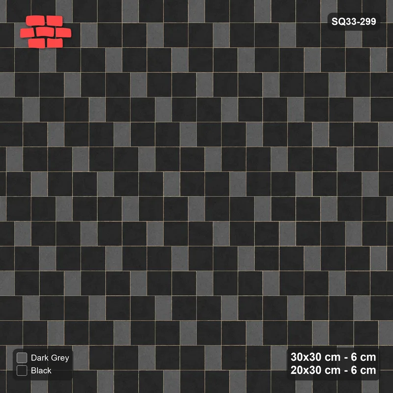 Interlock (Pasco) 30x30 cm · SQ33-299 · Slab Pair + 20x30 Plank Step, Solid, Left · Top view Interlock (Pasco) 30x30 cm · SQ33-299 · Slab Pair + 20x30 Plank Step, Solid, Left · Top view