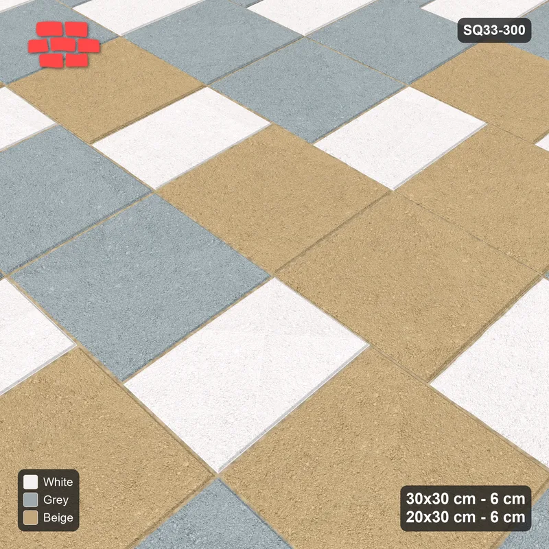 Interlock (Pasco) 30x30 cm · SQ33-300 · Slab Pair + 20x30 Plank Step, Blend, Right, Kerb Frame · Side view Interlock (Pasco) 30x30 cm · SQ33-300 · Slab Pair + 20x30 Plank Step, Blend, Right, Kerb Frame · Side view