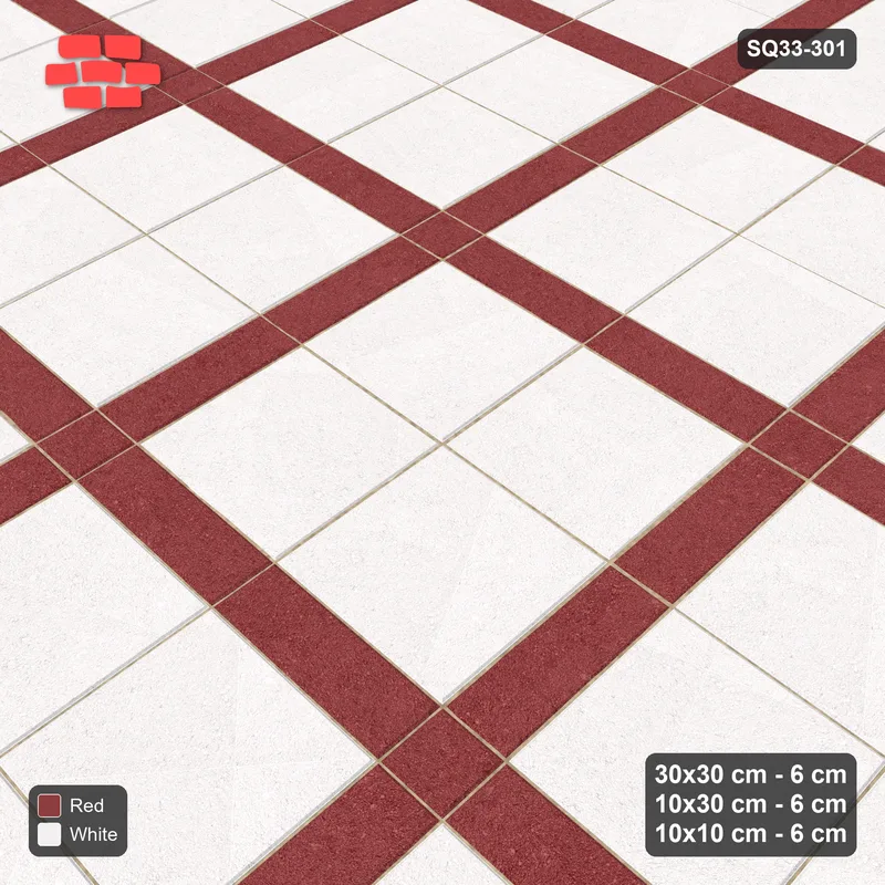 Interlock (Pasco) 30x30 cm · SQ33-301 · 2x2 Panel Grid, 10x30 Lines, 10x10 Crossings, Dark Lines · Side view Interlock (Pasco) 30x30 cm · SQ33-301 · 2x2 Panel Grid, 10x30 Lines, 10x10 Crossings, Dark Lines · Side view