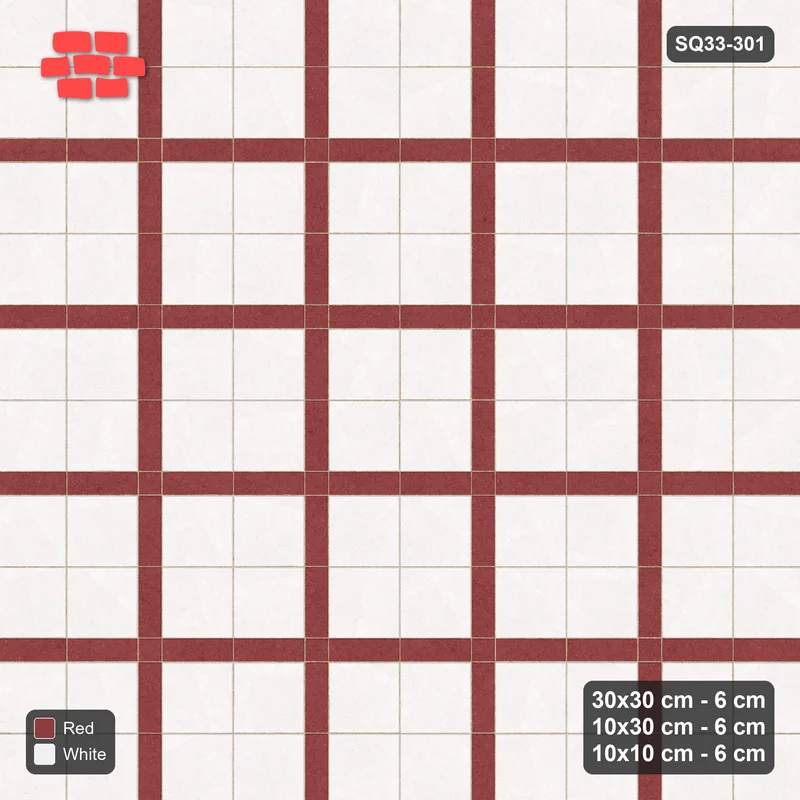 Interlock (Pasco) 30x30 cm · SQ33-301 · 2x2 Panel Grid, 10x30 Lines, 10x10 Crossings, Dark Lines · Top view Interlock (Pasco) 30x30 cm · SQ33-301 · 2x2 Panel Grid, 10x30 Lines, 10x10 Crossings, Dark Lines · Top view