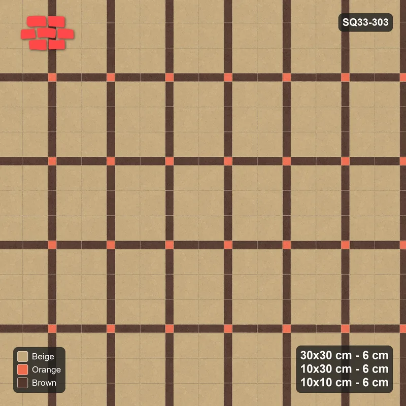 Interlock (Pasco) 30x30 cm · SQ33-303 · 2x3 Panel Grid, 10x30 Lines, 10x10 Crossings · Top view Interlock (Pasco) 30x30 cm · SQ33-303 · 2x3 Panel Grid, 10x30 Lines, 10x10 Crossings · Top view