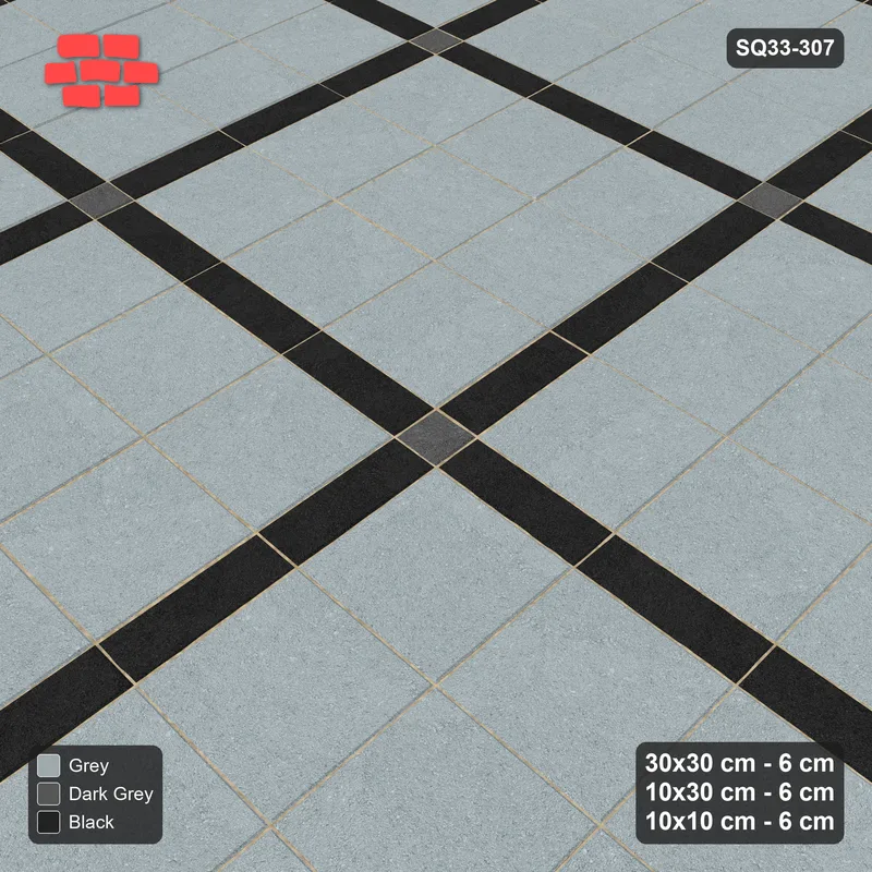 Interlock (Pasco) 30x30 cm · SQ33-307 · 3x3 Panel Grid, 10x30 Lines, 10x10 Crossings · Side view Interlock (Pasco) 30x30 cm · SQ33-307 · 3x3 Panel Grid, 10x30 Lines, 10x10 Crossings · Side view
