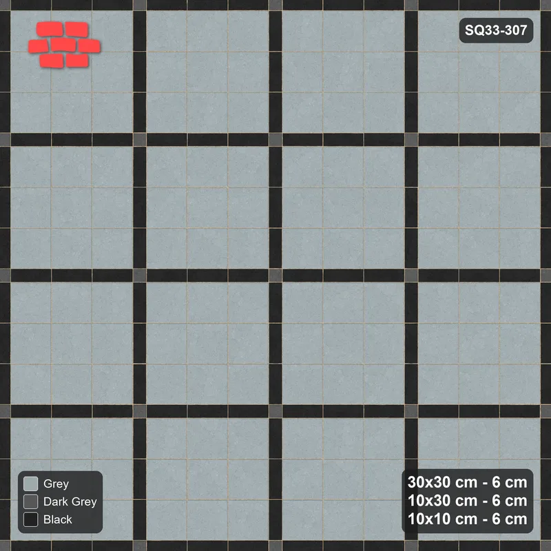 Interlock (Pasco) 30x30 cm · SQ33-307 · 3x3 Panel Grid, 10x30 Lines, 10x10 Crossings · Top view Interlock (Pasco) 30x30 cm · SQ33-307 · 3x3 Panel Grid, 10x30 Lines, 10x10 Crossings · Top view