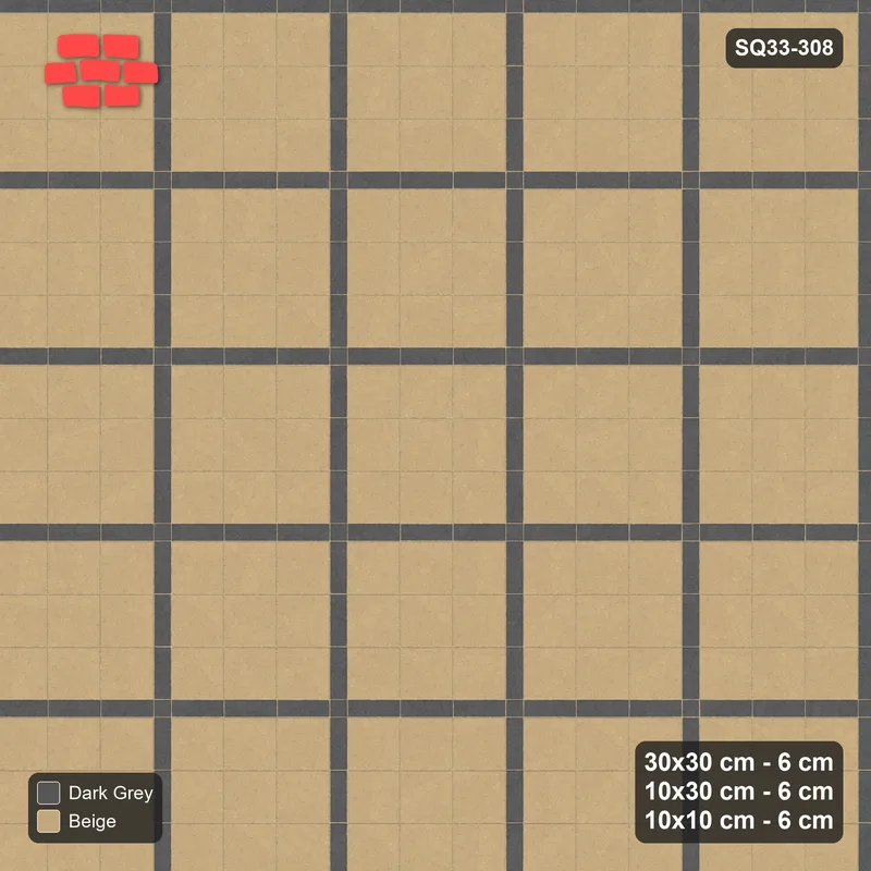 Interlock (Pasco) 30x30 cm · SQ33-308 · 3x3 Panel Grid, 10x30 Lines, 10x10 Crossings, Dark Lines · Top view Interlock (Pasco) 30x30 cm · SQ33-308 · 3x3 Panel Grid, 10x30 Lines, 10x10 Crossings, Dark Lines · Top view