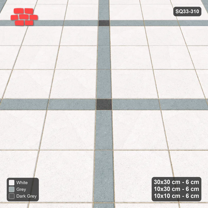 Interlock (Pasco) 30x30 cm · SQ33-310 · 45-Degree 3x3 Panels, Accent Crossings, Kerb Frame · Side view Interlock (Pasco) 30x30 cm · SQ33-310 · 45-Degree 3x3 Panels, Accent Crossings, Kerb Frame · Side view
