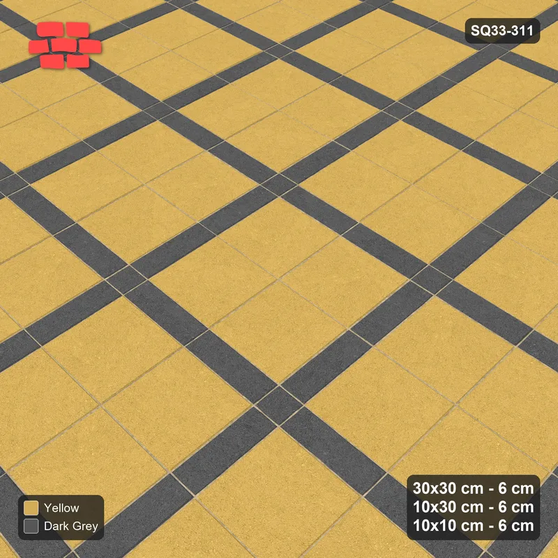 Interlock (Pasco) 30x30 cm · SQ33-311 · 2x2 Panel Grid, 10x30 Lines, 10x10 Crossings, Dark Lines · Side view Interlock (Pasco) 30x30 cm · SQ33-311 · 2x2 Panel Grid, 10x30 Lines, 10x10 Crossings, Dark Lines · Side view