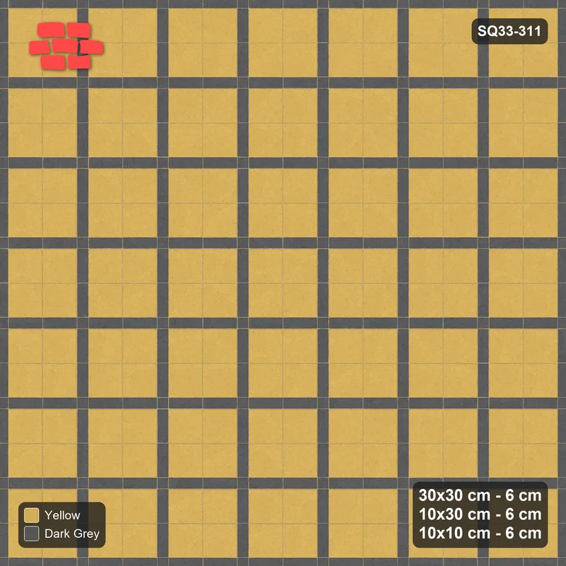 Interlock (Pasco) 30x30 cm · SQ33-311 · 2x2 Panel Grid, 10x30 Lines, 10x10 Crossings, Dark Lines · Top view Interlock (Pasco) 30x30 cm · SQ33-311 · 2x2 Panel Grid, 10x30 Lines, 10x10 Crossings, Dark Lines · Top view