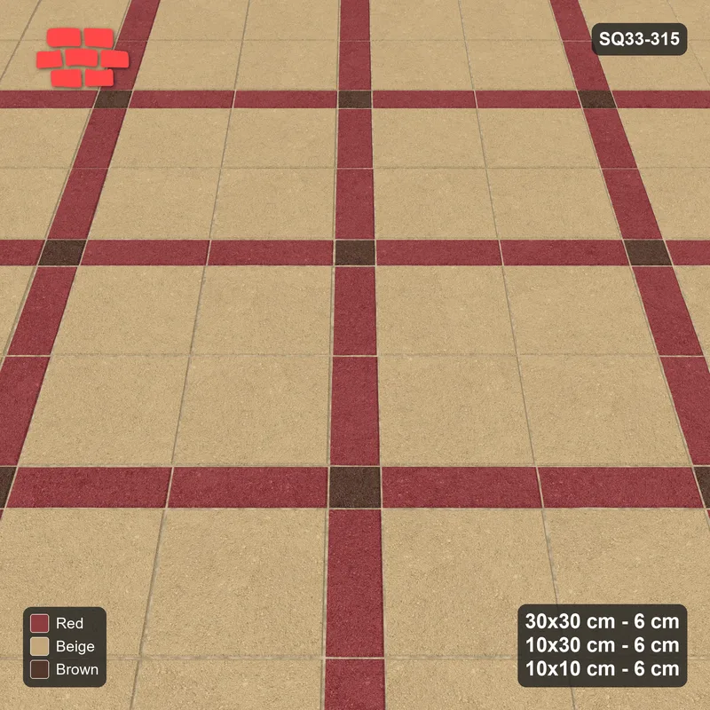 Interlock (Pasco) 30x30 cm · SQ33-315 · 45-Degree 2x2 Panels, Accent Crossings, Kerb Frame · Side view Interlock (Pasco) 30x30 cm · SQ33-315 · 45-Degree 2x2 Panels, Accent Crossings, Kerb Frame · Side view