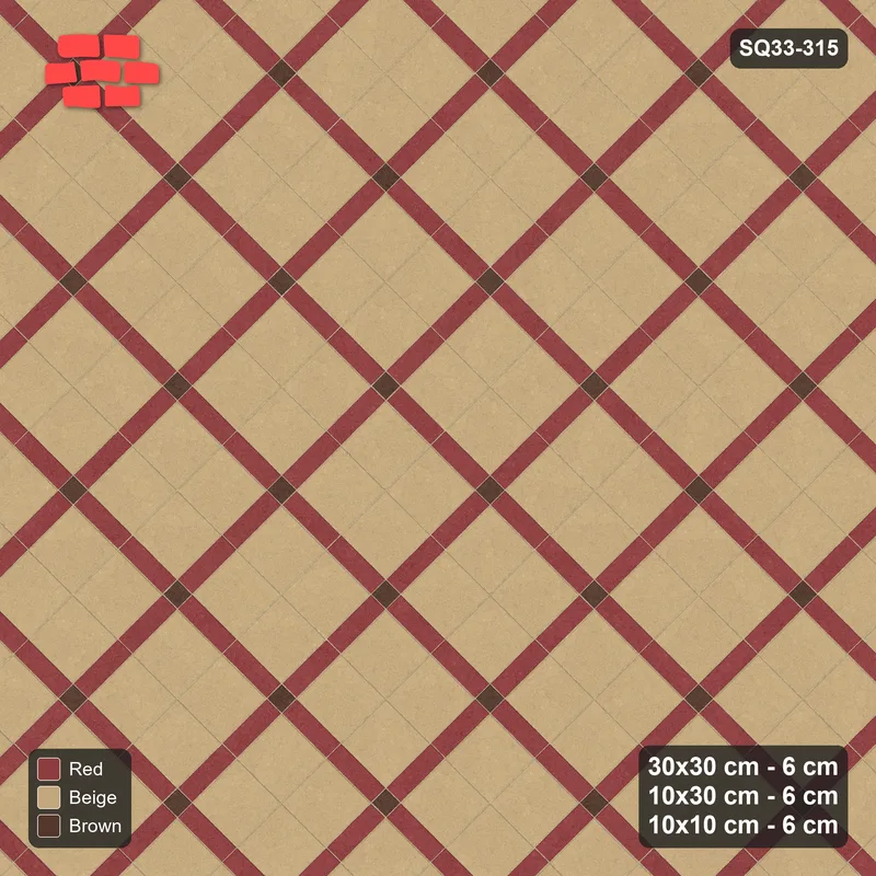 Interlock (Pasco) 30x30 cm · SQ33-315 · 45-Degree 2x2 Panels, Accent Crossings, Kerb Frame · Top view Interlock (Pasco) 30x30 cm · SQ33-315 · 45-Degree 2x2 Panels, Accent Crossings, Kerb Frame · Top view