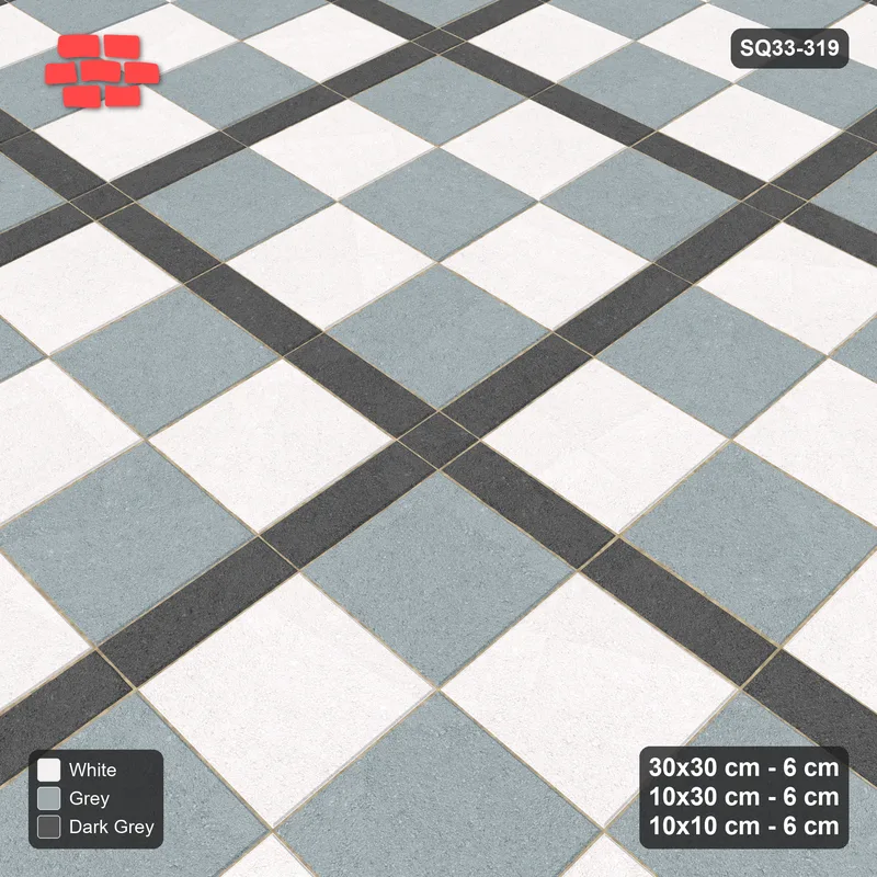 Interlock (Pasco) 30x30 cm · SQ33-319 · 3x3 Panel Grid, 10x30 Lines, 10x10 Crossings · Side view Interlock (Pasco) 30x30 cm · SQ33-319 · 3x3 Panel Grid, 10x30 Lines, 10x10 Crossings · Side view