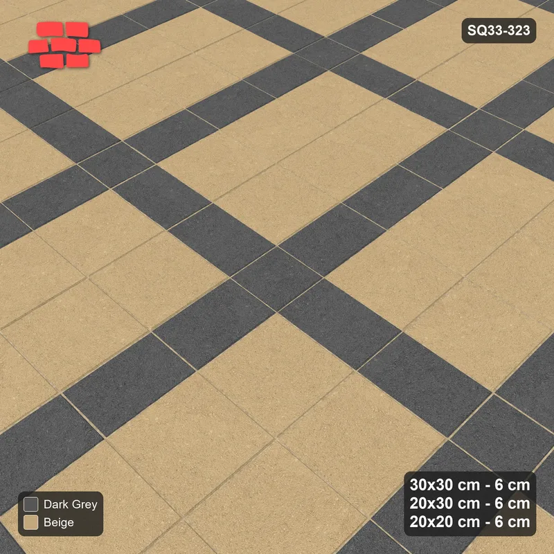 Interlock (Pasco) 30x30 cm · SQ33-323 · 2x3 Panel Grid, 20x30 Lines, 20x20 Crossings, Dark Lines · Side view Interlock (Pasco) 30x30 cm · SQ33-323 · 2x3 Panel Grid, 20x30 Lines, 20x20 Crossings, Dark Lines · Side view
