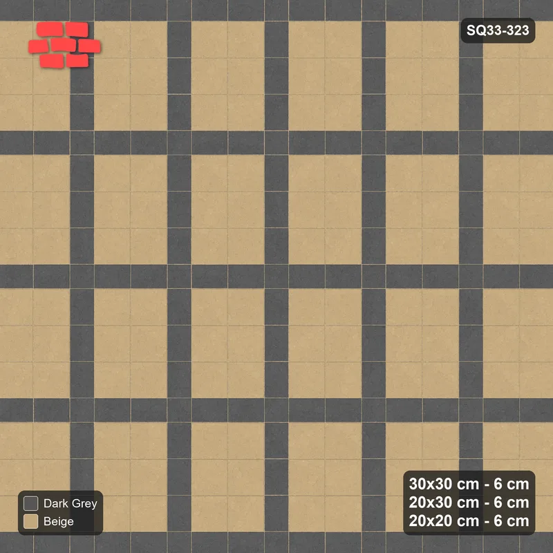 Interlock (Pasco) 30x30 cm · SQ33-323 · 2x3 Panel Grid, 20x30 Lines, 20x20 Crossings, Dark Lines · Top view Interlock (Pasco) 30x30 cm · SQ33-323 · 2x3 Panel Grid, 20x30 Lines, 20x20 Crossings, Dark Lines · Top view