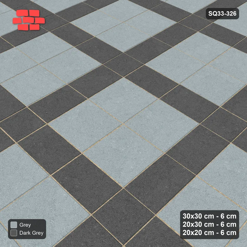 Interlock (Pasco) 30x30 cm · SQ33-326 · 2x2 Panel Grid, 20x30 Lines, 20x20 Crossings, Dark Lines · Side view Interlock (Pasco) 30x30 cm · SQ33-326 · 2x2 Panel Grid, 20x30 Lines, 20x20 Crossings, Dark Lines · Side view