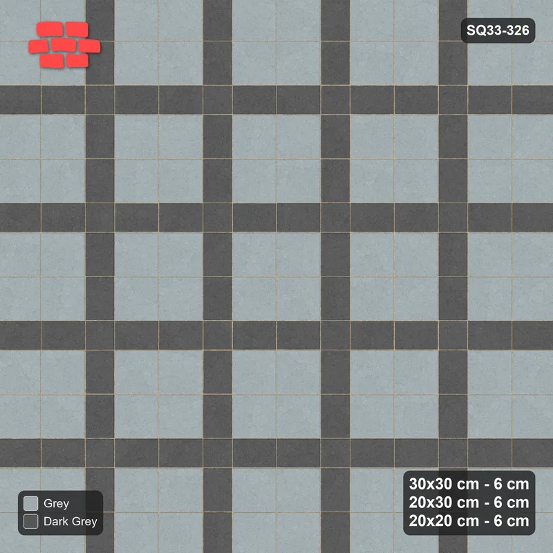 Interlock (Pasco) 30x30 cm · SQ33-326 · 2x2 Panel Grid, 20x30 Lines, 20x20 Crossings, Dark Lines · Top view Interlock (Pasco) 30x30 cm · SQ33-326 · 2x2 Panel Grid, 20x30 Lines, 20x20 Crossings, Dark Lines · Top view